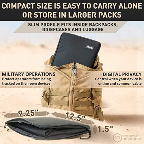 Mission Darkness Mojave Faraday Tablet Bag // Multi-Functional Travel Case with Accessory Pockets and Built-in Faraday Sleeve // Signal-Blocking, Anti-Tracking, Anti-Hacking, Anti-Spying Faraday Cage — view 6