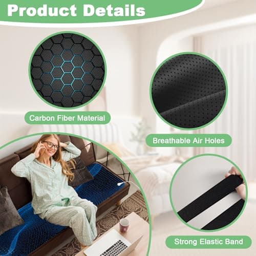 Grounding Mat for Bed,PU Leather Grounding Mattress Cover 27"x78" with Outlet Tester,Adapter,Cord — view 3