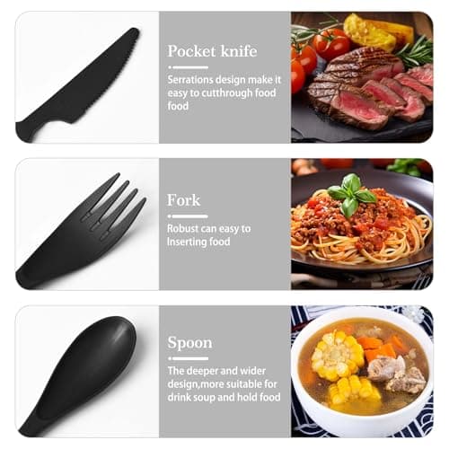 Travel Utensil Set with Case, Plastic Cutlery Sets — view 5