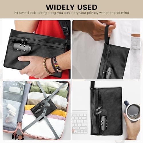 VAVPUP Waterproof & Cut-Resistant PU Money Bag with Lockable Zipper & Handle for Cash, Keys, Jewelry and Other Valuables (black) — view 6