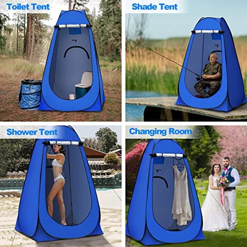 TUKAILAI Pop Up Privacy Shelter Toilet Shower Tent, 120x120x190cm, Blue — view 3