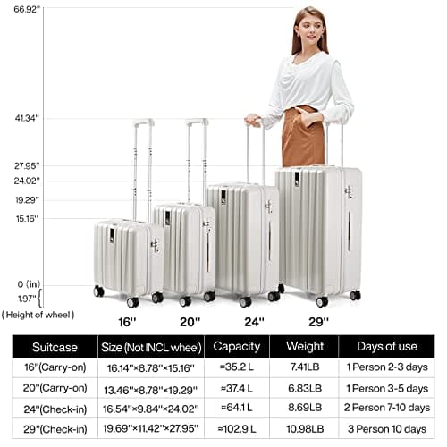 Hanke Cabin Luggage Hard Shell Carry-on With Spinner Locks, Lightweight Travel Bag, 4 Spinner Wheels, 20 Inch - Bamboo Green — view 5