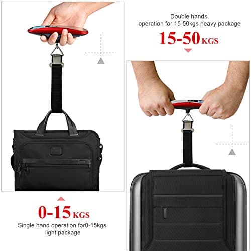 MYCARBON Luggage Scale Portable Digital Suitcase Scales for Travel Suitcase Luggage Bag with 110 lb/ 50KG Capacity (Red) — view 4