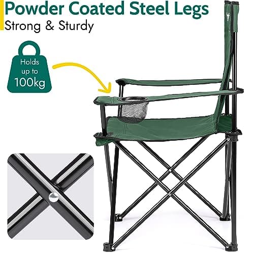 Trail Folding Camping Chair with Cup Holder, Green — view 4