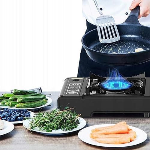 Portable Butane Stove Cooker in Carry Case - 8 Gas Bottles Camping BBQ Kit with Automatic Ignition & Heat Control — view 5