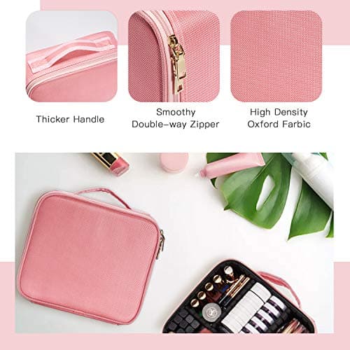 Makeup Bag Cosmetic Case Vanity Travel Beauty Box Make Up Train Case, Pink — view 4