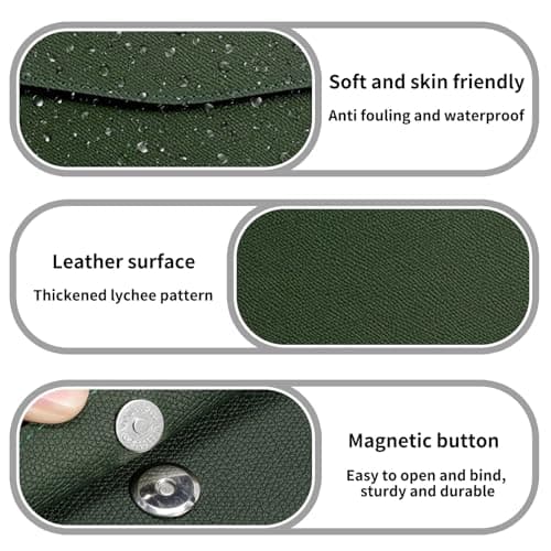 YSDINK PU Leather A4 Document File Folder, Portable and Waterproof File Organizer with Magnetic Snap Closure, Envelope Storage Bag for Office, Home, School, Travel and Business Use (Dark Green) — view 3