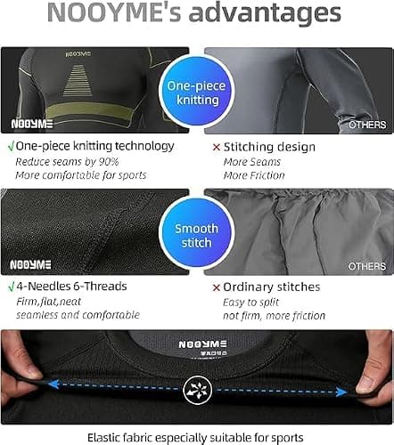 NOOYME Men's Thermals Base Layers Ski Compression Top & Bottoms Set — view 4