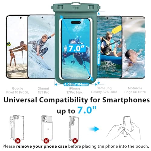 YOSH Waterproof Phone Pouch [IPX8 Certified], Fits Up to 7.0", Green — view 5