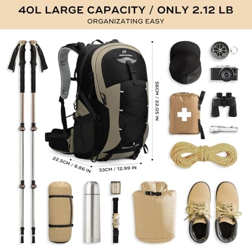 Maelstrom 40L Hiking Backpack, Lightweight Camping Daypack with Rain Cover — view 2
