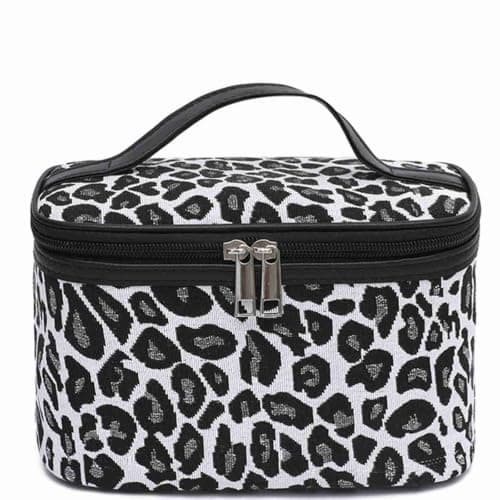 Large Leopard Print Makeup Bag with Brush Organiser, Travel Cosmetics Bag