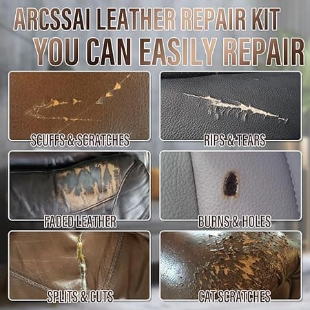 ARCSSAI Leather and Vinyl Repair Kit - Restorer of Your Furniture,Car Seats,Sofa,Jacket,Purse,Belt,Shoes,Genuine,Italian,Bonded,Bicast,Pu Leather No Heat Required Repair & Resto (multi) — view 3