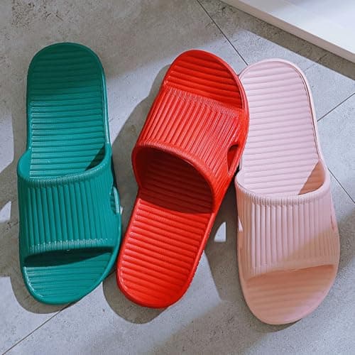 JoWebb Unisex Slip On Slippers for Women/Men, Flat Slide Sandals Shower Sandals, Flip Flops for Indoor Home Garden Bathroom Poolside (Turquoise-240 36/37) — view 5