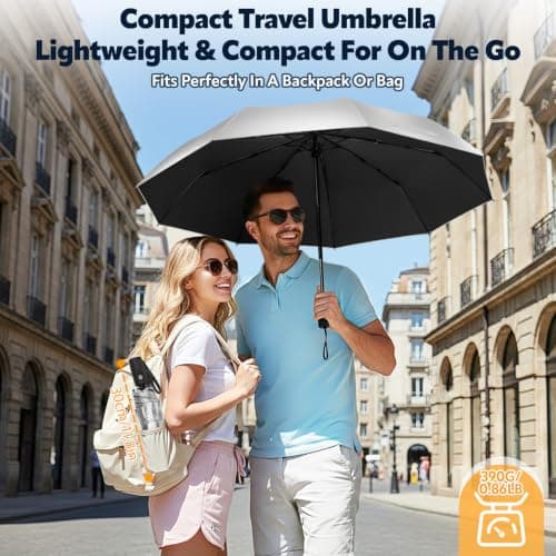 ZOMAKE UV Umbrella for Sun Protection UPF 50+ (46 Inch,Silver/Black) — view 5