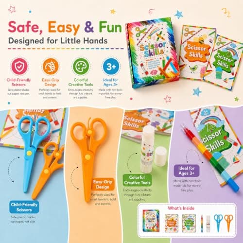 Vaeneral Scissor Skills Activity Set for Kids 3+ | Cutting Practice Kit — view 4
