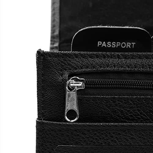Woodland Leathers Passport Holder, Faux Leather Passport Holder Travel Wallet, Travel Document Wallet Organiser with RFID Credit Card Slot and Key Lock (Black) — view 5