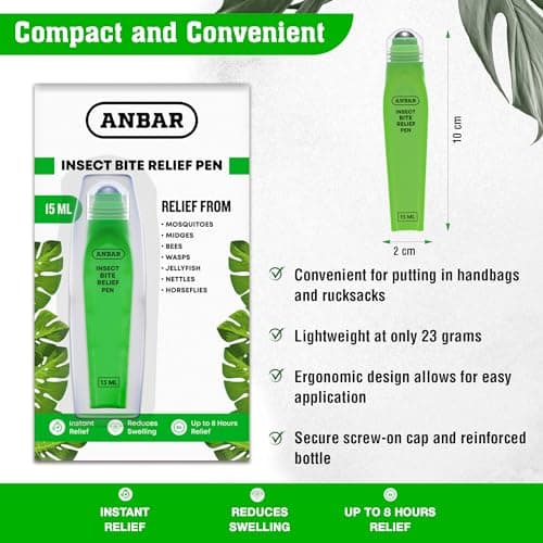 Anbar Bug Bite Relief Pen for Mosquitos, Wasps, Nettles, and Insects, 15 mL, Fast Acting Instant Relief, Deet Free, Gentle on Sensitive Skin, Anti-Itch Support for Kids and Adults — view 2