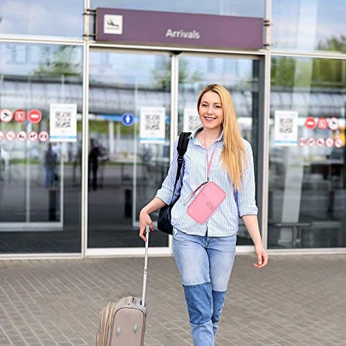 homchen RFID Blocking Travel Passport Wallet Holder, Document Organiser Case Credit Card Holders for Men and Women (Large Pink-RFID) — view 6