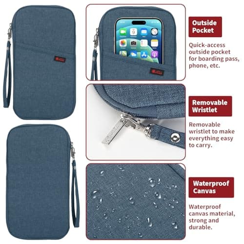 Vinsani Passport Holder Travel Wallet, RFID Blocking Document Organiser — view 3