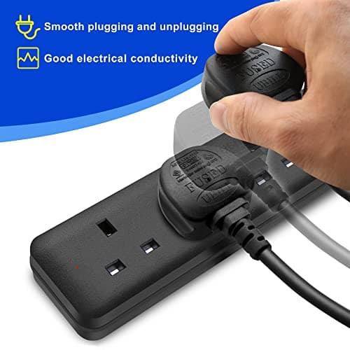 4 Way Extension Lead 1 Metre Compact Cable 13A 3250W Heavy Duty Power Strip with Fire-Retardant Sockets for Home, Office, Study & Travel — view 3