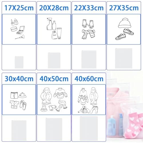 sturiz 40pcs 5 Size Reusable Zip Lock Bags for Clothes Plastic Large Ziplock Bags Frosted Travel Storage Bags Waterproof No Holes Hospital Bag Organiser Pouches for Clothes,Shoes,Cosmetics,Suitcase — view 3