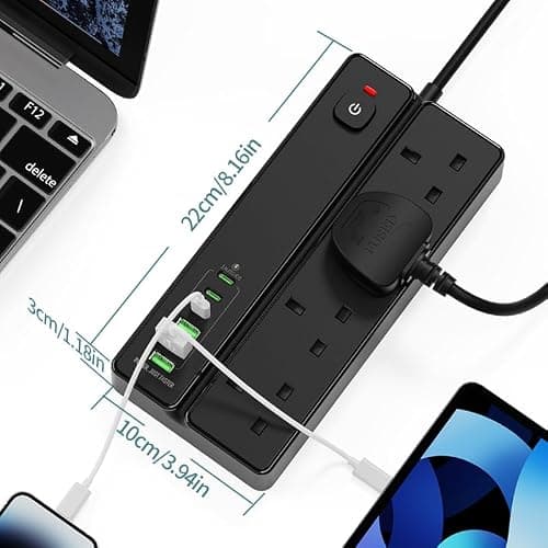 Power Strip with Surge Protection, 10-in-1, 4 AC, 3 USB, 3 Type-C, Grey — view 5