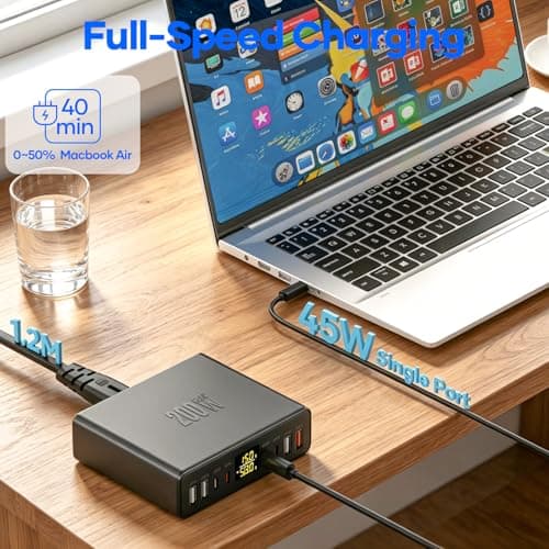 YSYFAD 200W USB C Charger 8-Port with LED Display, USB Charging Station GaN — view 5