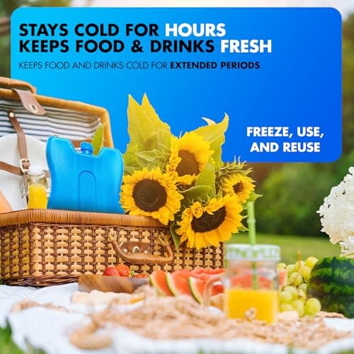 UR CHOICE Freezer Blocks – 6 Pack | Long-Lasting Reusable Ice Packs for Cool Bags, Lunch Boxes & Coolers – Leakproof, Slim & Lightweight – Keeps Food Fresh & Drinks Cold for Camping, Travel & Picnic — view 4