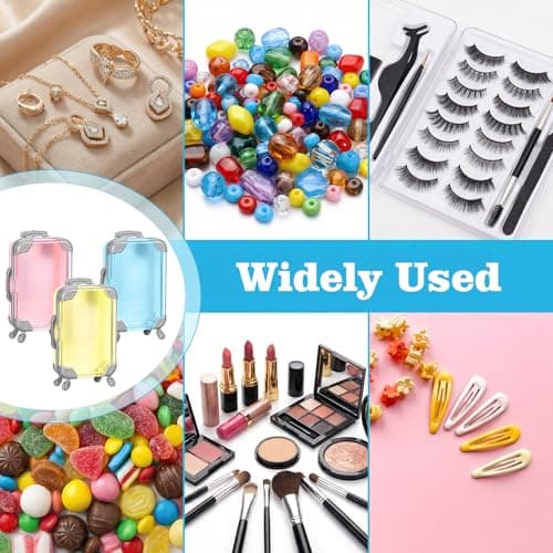 Abeillo 3 Pcs Mini Suitcase Gift Box, Mini Storage Box with Handle & Wheels, Tiny Suitcase Toy for Jewelry, Candy, Party Favors (Blue, Pink, Yellow) — view 6