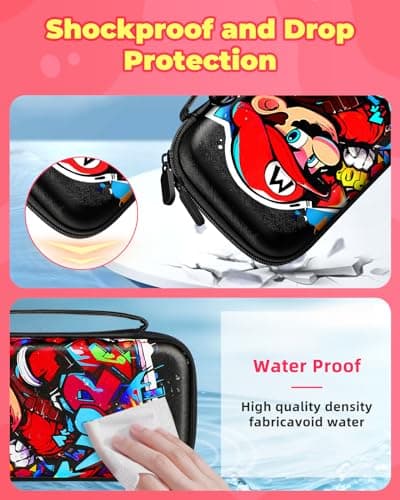 Koecya Carrying Case for Nintendo Switch Lite 2019 Travel Carry Cases for Teen Girls Kids Boys Cute Cartoon Design Aesthetic Portable Hard Shell Covers Pouch Storage Bag for Nintendo Accessories — view 4
