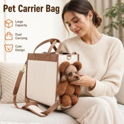 Bear Dog Carrier Bag, 2-in-1 Breathable Pet Tote for Small Dogs (M) — view 5