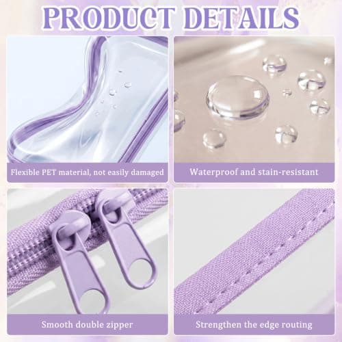 4PCS Clear Hard Shell Zipper Cases, Transparent PET Storage Bags for Travel — view 3
