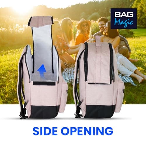 Bordlite Cooler Backpack Insulated Lunch Bag – Leakproof, Water Resistant, Large Capacity Cool Bag for Work, Travel, Picnic, Beach – Thermal Backpack with Pockets & Bottle Holder, 28x15x39cm - Pink - — view 3