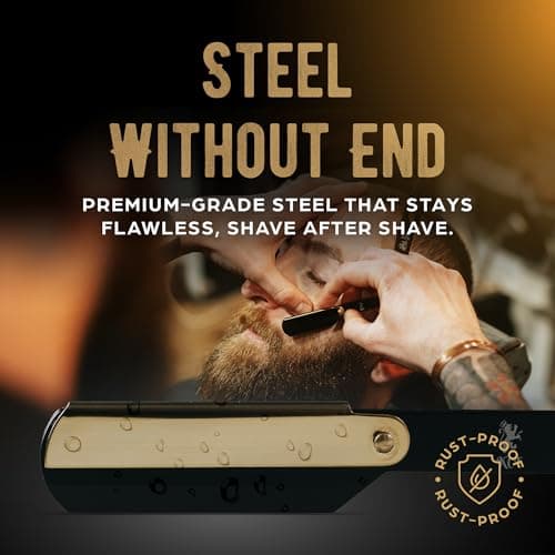 Cut Throat Razor for Men by The Kings Cutthroat® - Men’s Cutthroat Shaving Black & Gold Steel – Leather Travel Pouch & Velvet Kit Bag Included – Essential Male Grooming Accessory for Beards NO Blades — view 3
