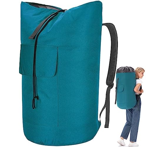 Turquoise XXL 115L Foldable Travel Laundry Bag with 2 Padded Shoulder Straps