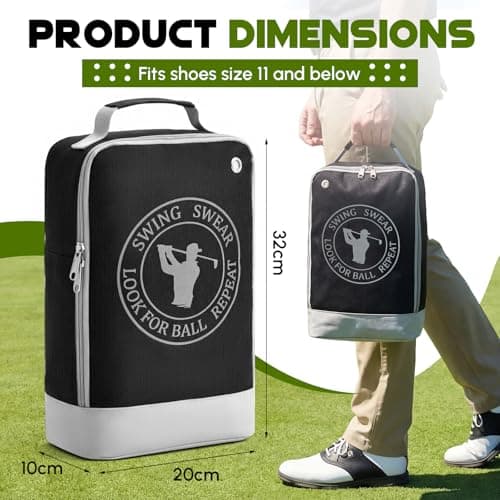 Photect Golf Shoe Bag for Men&Women, Zippered Carrier with Ventilation Mesh Shoes Bag for Golf Soccer Rugby Casual Shoes Sports Travel Gym Outdoor Father's Day and Birthday Gifts — view 3