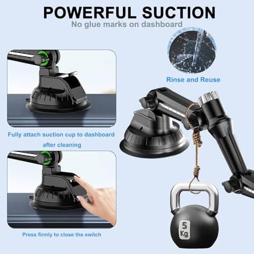 Noaya Car Tablet Holder - 360° Rotating Adjustable Tablet Holder for Cars, Tablet Car Holder for Dashboard Windshield, Tablet Cars Mount Suitable for Ipad Iphone Samsung 5"-13" Phone Tablets — view 4
