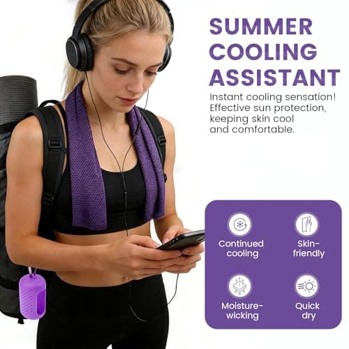 Ice Cooling Towel 90x30cm with Silicone Case Carabiner, for Hot Weather — view 3