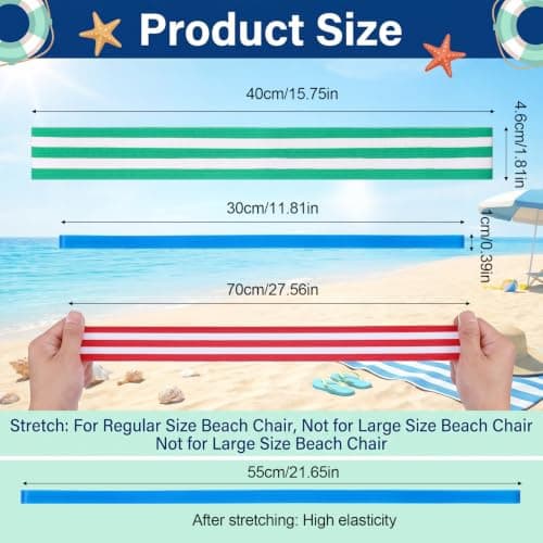YUXMU 8 Pack Elastic Towel Bands for Sun Loungers — view 2