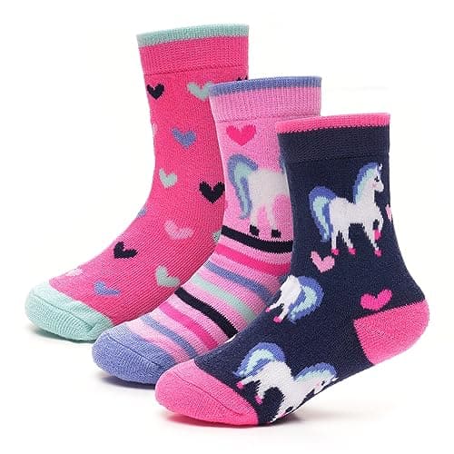 Heatwave Pack Of 6 Kids Thermal Socks Boys Girls Winter Boot Warm Sock Walking Thick Heavy Boot Cosy Hiking Gift, Unicorn 9/12 (4-7 Years) — view 5