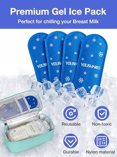 YOUSHARES Breastmilk Cooler Bag Ice Packs - Reusable Gel Ice Packs Cool Bag for Breast Milk Cooler Travel Bag, Small Nylon Ice Bags for Cool Breast Milk (4 Packs) — view 5