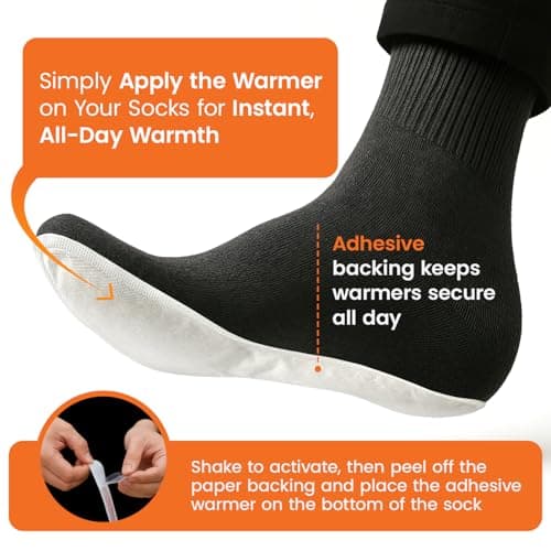 Insole Foot Warmers for Feet – 25 Pairs (50 Warmers) | 10+ Hour Air-Activated Foot Warmers Disposable | TSA Approved Insole Warmers for Boots & Shoes | Thin Adhesive Feet Warmers for Outdoor Use — view 3