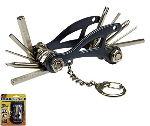 CrazyGadget® 11 in 1 Travel Multi-Cycle Bike Maintenance Tool with Nylon Belt Pouch and Key Ring