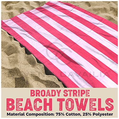 GC GAVENO CAVAILIA (100x 180 Cm) Classic Pink Striped Beach Towels For Adults Pk of 1, Ringspun Cotton Super Absorbent Large Beach Towel, Travel Towels Quick Dry Large For Swimming Pool, Camping — view 2