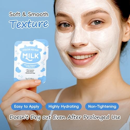 21PCS Milk Skin Care Set for Teen Girls - Cute Mini Luggage Skincare Gift Set with Day Cream, Night Cream, Mud Mask, Eye Mask & Lip Mask for Women Daily Care (Milk-21PCS) — view 4