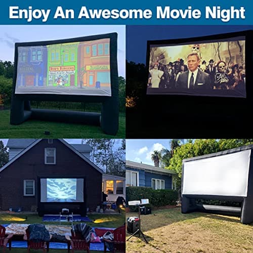XHYCPY 16' Inflatable Outdoor Projector Movie Screen - Package with Rope, Blower + Tent Stakes - Great for Outdoor Backyard Pool Fun — view 5