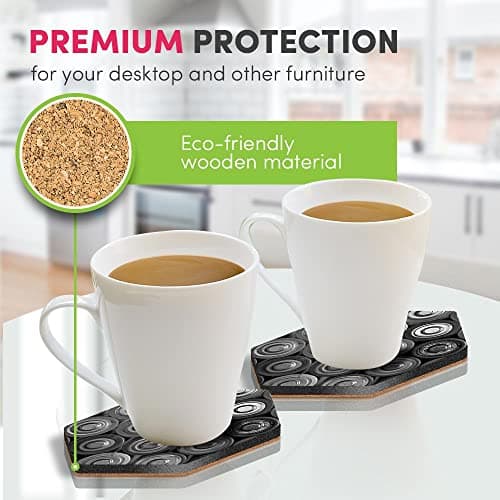 DV DESIGN 2 x Eco Boxed Cork Hexagon Coasters - BW - Retro Batteries Power Bank Drink Cup Mug Glass Table Protection Mat #38896 — view 4