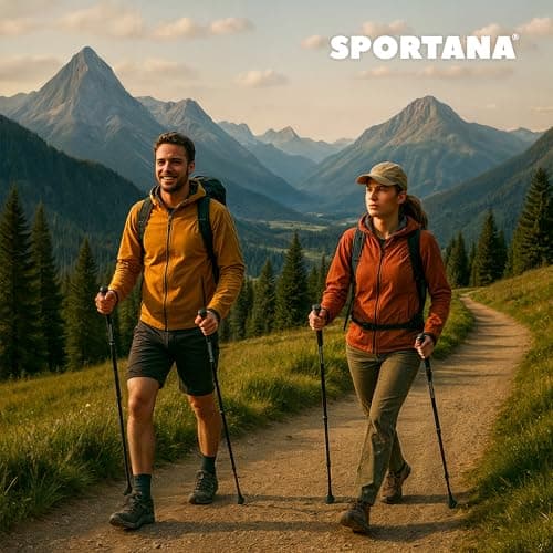 SPORTANA® Telescopic Walking Pole, Trekking Pole & Hiking Stick, Red — view 6
