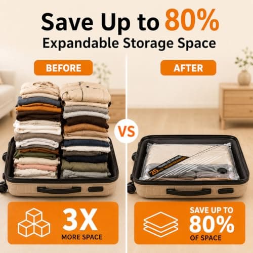 Travel Vacuum Bags with Pump, 12 Pack Fast Compression Packing Seal Bags — view 4