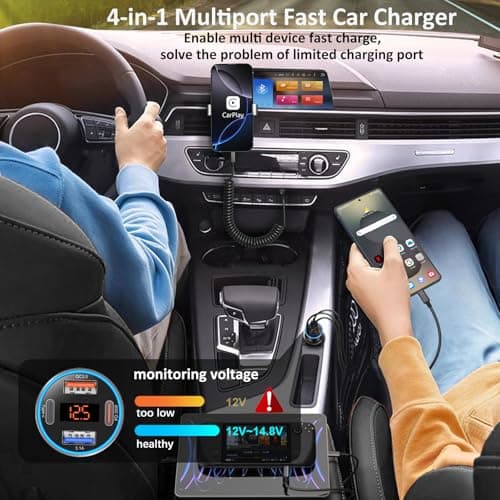 65W Multi Port Car Charger USB C Fast Charge for iPhone 17/16/15/14 Pro Max — view 3